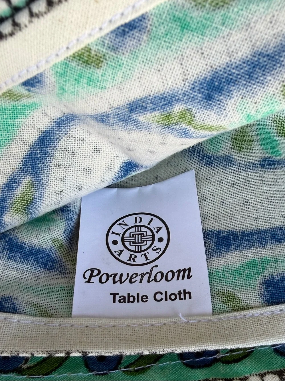 INDIA ARTS NEW Hand Block Print round Tablecloth  72” 100% Cotton Blue Green